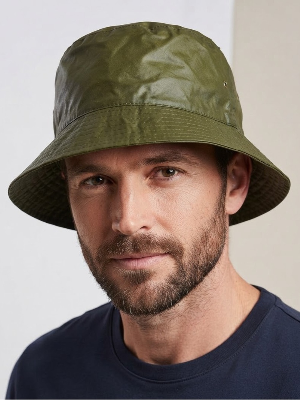 Vintage J Jay Productions Olive Green Waxed Rain Bucket Hat Gorpcore Streetwear